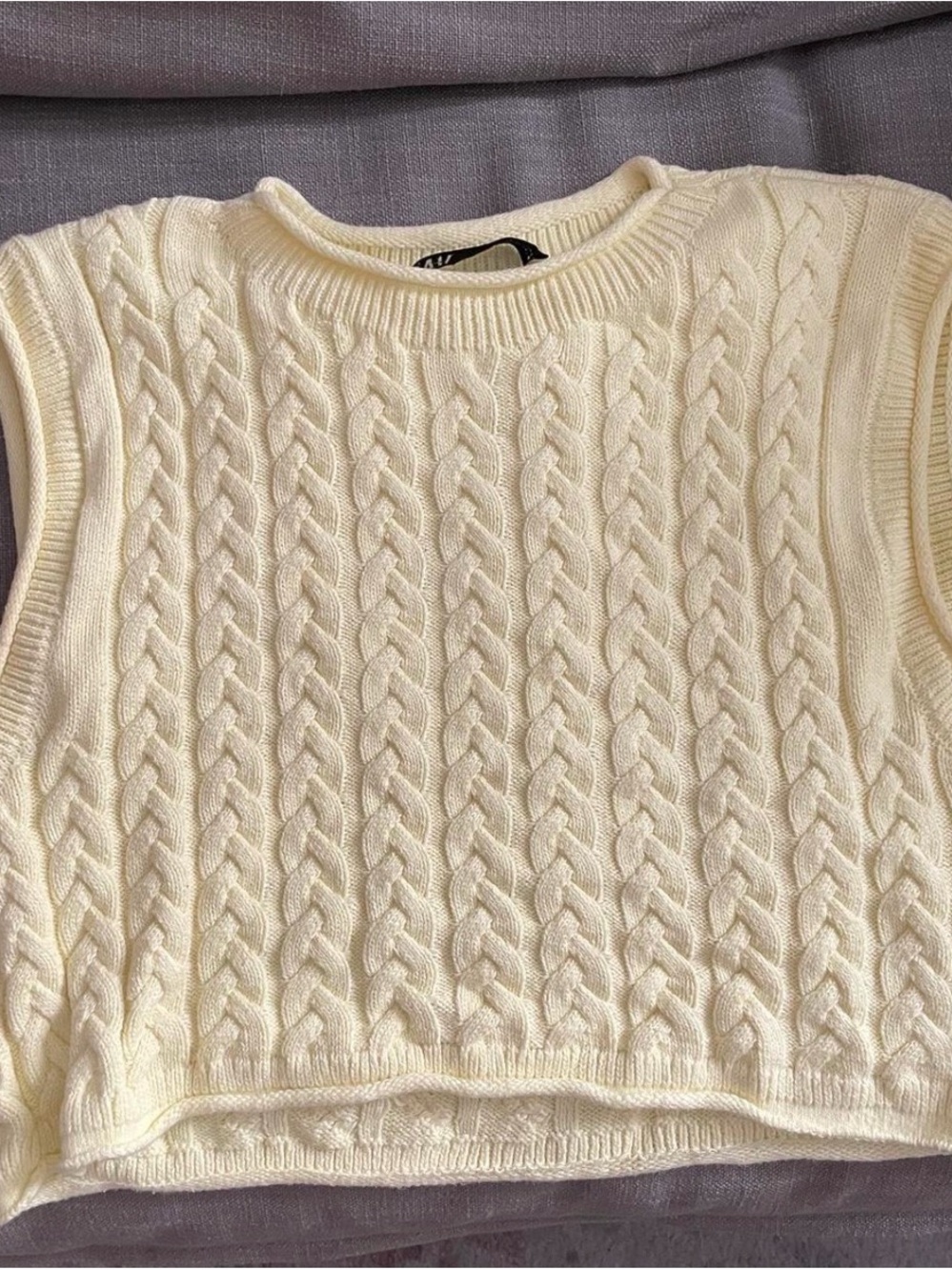 Zara butter yellow Cable Knit tank Sweater